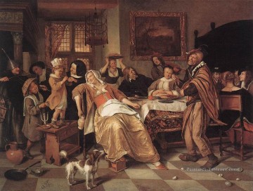 Le festin aux haricots néerlandais genre peintre Jan Steen Peinture à l'huile